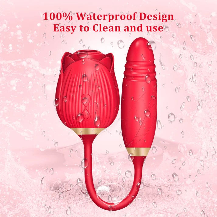 Rose Vibrator 2 in 1 Rose Toy With A Thrusting Dildo